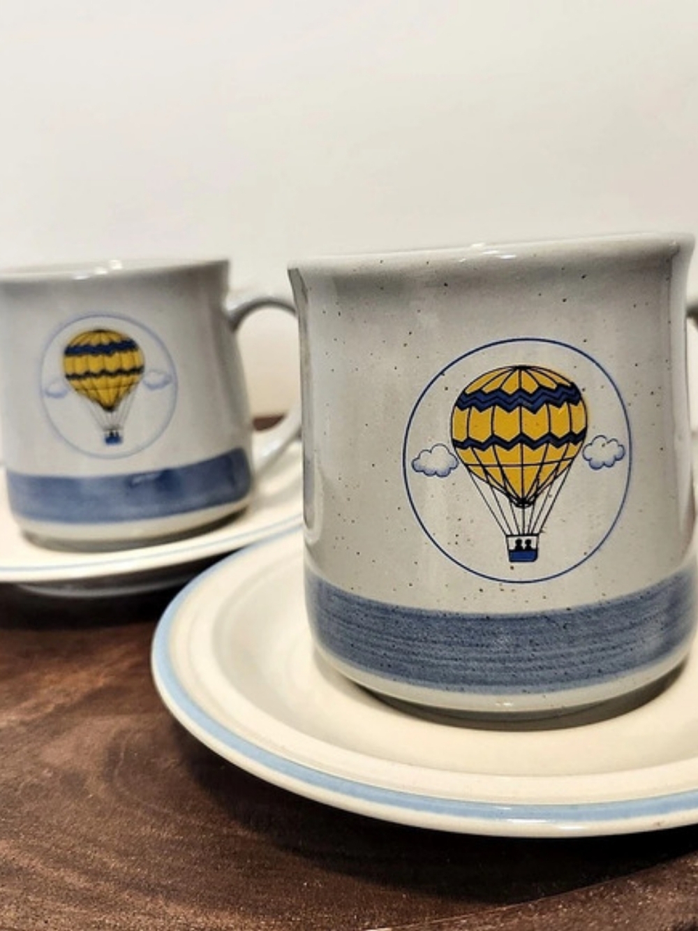 Stoneware Hot Air Balloon Cups & Saucers